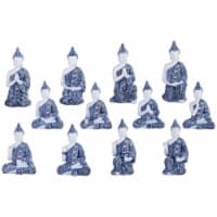 FC Design 12-PC Blue and White Buddha in Different Poses 3.5 H Figurine Set Home Decor