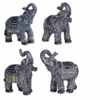 FC Design 4-PC 4 H Silver Mini Trunk Up Elephant Set Statue Fantasy Figurine Home Decor