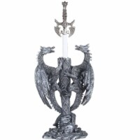 FC Design 11 H Two Medieval Silver Dragons with Sword Guardian Statue Figurine Home Decor