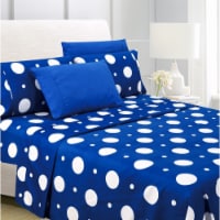 American Home Collection Ultra Soft 4-6 Piece Polka Dot Printed Bed Sheet Set Blue Twin