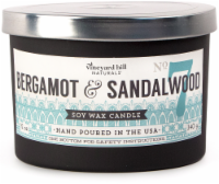 Vineyard Hill Naturals 3-Wick Bergamot and Sandalwood Soy Jar Candle - Black Perspective: Main