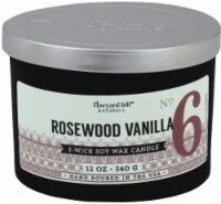 Vineyard Hill Naturals Rosewood Vanilla 3-Wick Soy Wax Candle Jar Perspective: Main