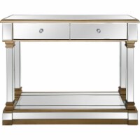Declan Mirrored Glass Console Table with Gold Accents