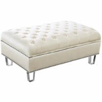 Contemporary Velvet Ottoman in Cream