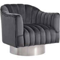 Meridian Furniture Farrah 18 H Velvet Accent Chair in Gray and Chrome
