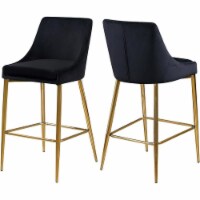 Meridian Furniture Karina 27.5 H Velvet Counter Stool in Black (Set of 2)