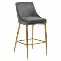 Meridian Furniture Karina Contemporary Velvet Counter Stool, Grey (Set of 2)
