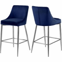 Meridian Furniture Karina 27.5 H Velvet Counter Stool in Navy (Set of 2)