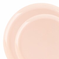 720 Piece - 120 Sets Pink Flat Round Disposable Plastic Dinnerware Value Set