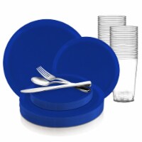 Light Blue Flat Round Disposable Plastic Wedding Value Set (120 Sets)