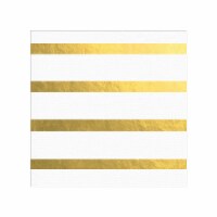 White with Gold Stripes Paper Beverage/Cocktail Napkins (600 Napkins)