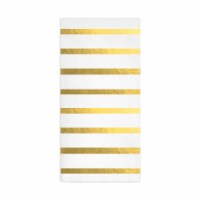600 Napkins - White with Gold Stripes Paper Dinner Napkins