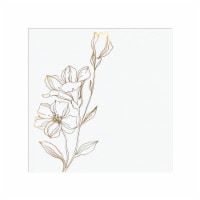 White with Gold Antique Floral Paper Beverage/Cocktail Napkins (600 Napkins)