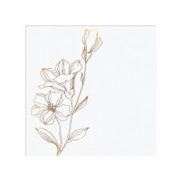 White with Gold Antique Floral Paper Beverage/Cocktail Napkins (600 Napkins)