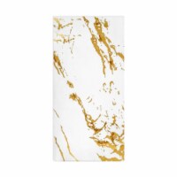600 Napkins - White with Gold Marble Paper Dinner Napkins