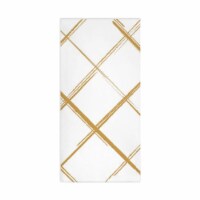 600 Napkins - White with Gold Diamond Paper Dinner Napkins