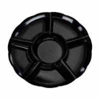 Black Big 6-Partition Round Disposable Plastic Trays (24 Trays)