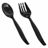 300 Piece - 150 Sets Black Disposable Plastic Serving Flatware Set - Serving Spoons and Forks