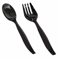 300 Piece - 150 Sets Black Disposable Plastic Serving Flatware Set - Serving Spoons and Forks
