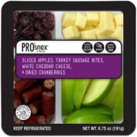Pro2snax Sliced Apples Turkey Sausage Bites White Cheddar Cheese Dried Cranberries Snack Pack Perspective: Main