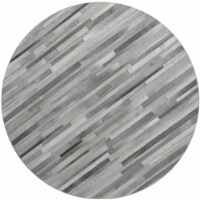 Bashian H112-GY-8 RND-RH16 Santa Fe Collection Striped Contemporary Leather Hand Stitched Rou
