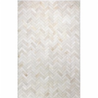 Bashian H112-CRE-2.6X8-H12 Santa Fe Collection Chevron Contemporary Leather Hand Stitched Are