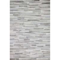 Bashian H112-GY-4X6-H16 Santa Fe Collection Striped Contemporary Leather Hand Stitched Area R