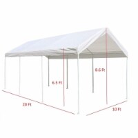 Aleko CP1020NS-UNB 10 x 20 ft. Heavy Duty Steel Frame Carport Gazebo Polyethylene Party Tent,