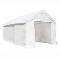 Aleko CP1020WH-UNB Heavy Duty Outdoor Gazebo Carport Canopy Tent with Sidewalls, White
