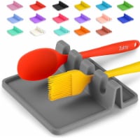 Zulay Kitchen Silicone Utensil Rest with Drip Pad - Dark Grey