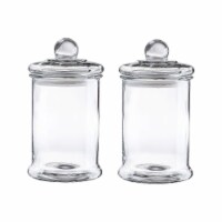 WHOLE HOUSEWARES  D3.5 xH7 Glass Apothecary Jars Bathroom Storage  Canisters, D3.5XH7 - Foods Co.