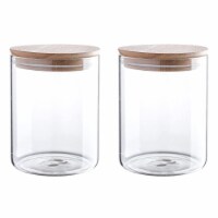 Whole Housewares - WHOLE HOUSEWARE 2pcs 24oz Canister Set with Beech Wood Lids