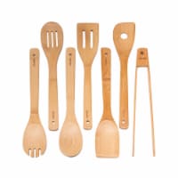 Zulay Kitchen Teak Wooden Cooking Spoons (6 PC Set) - Brown