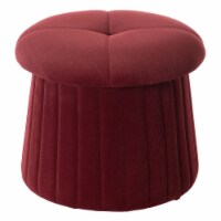 Modern Tufted Velvet Mushroom Shape Storage Ottoman Storage Stool Trunk red