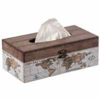 Facial Tissue Box Holder for Your Bathroom, Office, or Vanity with Decorative World Map