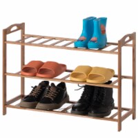 Bamboo Storage Shoe Rack, Free Standing Shoe Organizer Storage Rack 3 tier