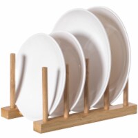 Set of 2 Bamboo Wooden Dish Drainer Rack, Plate Rack, And Drying Drainer 4 grid