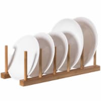 Set of 2 Bamboo Wooden Dish Drainer Rack, Plate Rack, And Drying Drainer 5 grid