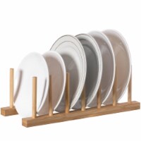 Set of 2 Bamboo Wooden Dish Drainer Rack, Plate Rack, And Drying Drainer 6 grid