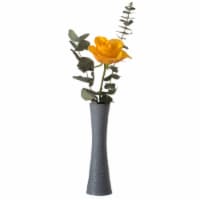 Contemporary Ceramic Textured Slim Hourglass Shape Table Vase Flower Holder gray