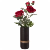 Decorative Modern Ceramic Cylinder Shape Table Vase Flower Holder with Rope small black