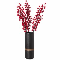 Decorative Modern Ceramic Cylinder Shape Table Vase Flower Holder with Rope large black