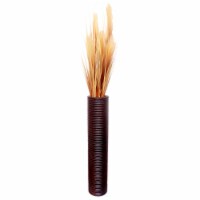 Brown Decorative Contemporary Mango Wood Ribbed Design Cylinder Shaped Vase large