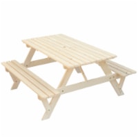 Outdoor Wooden Patio Deck Garden 6-Person Picnic Table, for Backyard, Garden Natural