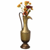 Decorative Antique Style 1 Handle Metal Jug Floor Vase for Entryway, Living Room or Dining