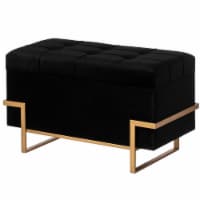 Rectangle Velvet Storage Ottoman Stool Box with Abstract Golden Legs Decorative Sitting