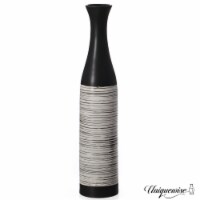 Handcrafted Black and White Waterproof Ceramic Floor Vase - Neat Classic Bottle Shaped Vase,