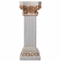 Decorative Modern Fiberglass White and Gold Plinth Roman Style Column Ionic Pedestal Vase