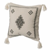 16  Throw Pillow Cover with Southwest Tribal Pattern and Corner Tassels black with cushion