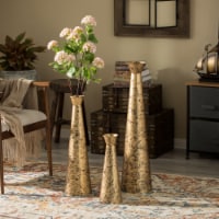 Brushed Paint Unique Straight Design Metal Decorative Floor Vase Flower Holder for Entryway,